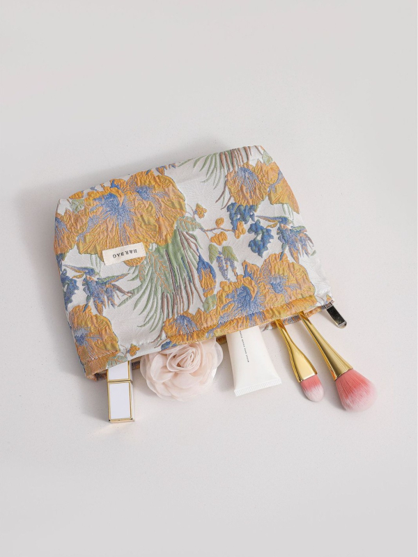 Geantă clutch — din pânză, model floral, purtare în mână, depozitare pentru cosmetice pentru femei