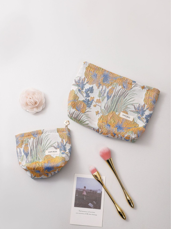 Geantă clutch — din pânză, model floral, purtare în mână, depozitare pentru cosmetice pentru femei
