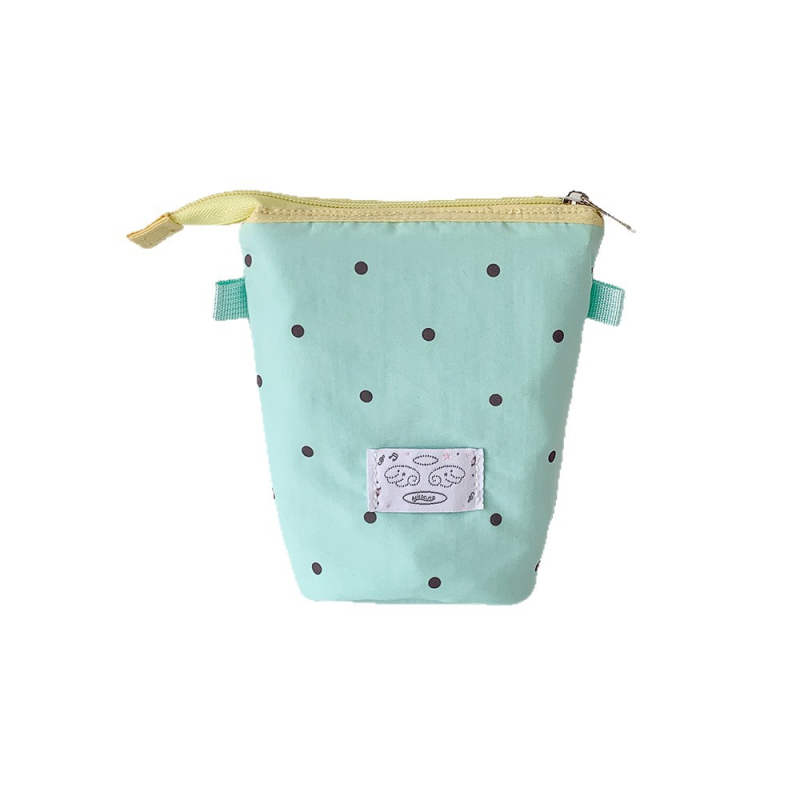 Geantă portabilă pentru pensule de machiaj, pentru femei, design vertical cu fermoar, poliester, stil de călătorie relaxat, depozitare pensule