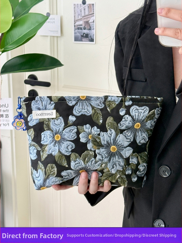 LEERMOO kozmetická taštička na cestovanie - ultra ľahká, polyester, kvetinový vzor, podšívka z polyesteru, voľnočasový cestovný štýl