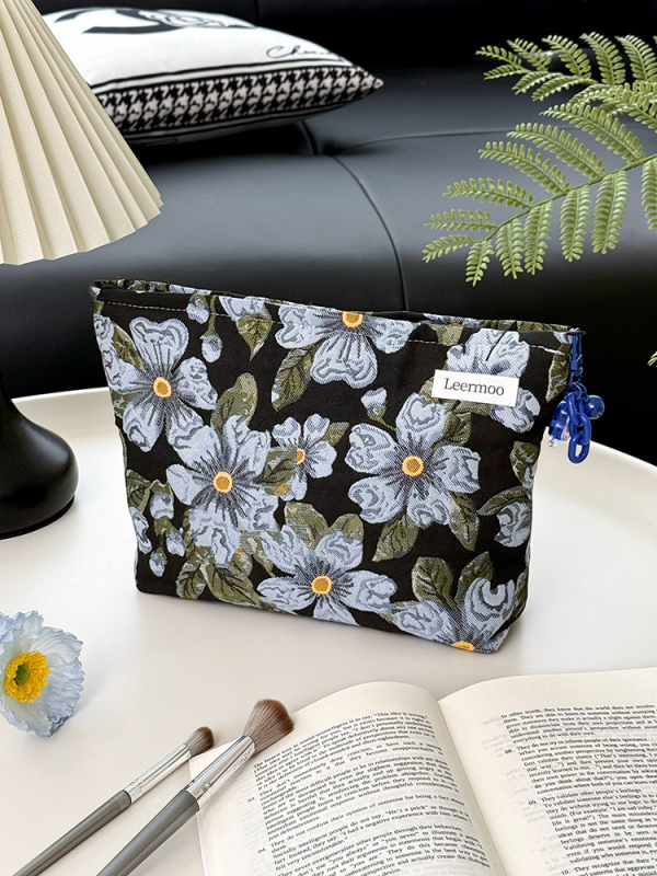 LEERMOO kozmetická taštička na cestovanie - ultra ľahká, polyester, kvetinový vzor, podšívka z polyesteru, voľnočasový cestovný štýl