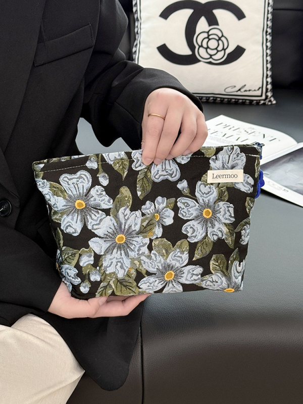 LEERMOO kozmetická taštička na cestovanie - ultra ľahká, polyester, kvetinový vzor, podšívka z polyesteru, voľnočasový cestovný štýl