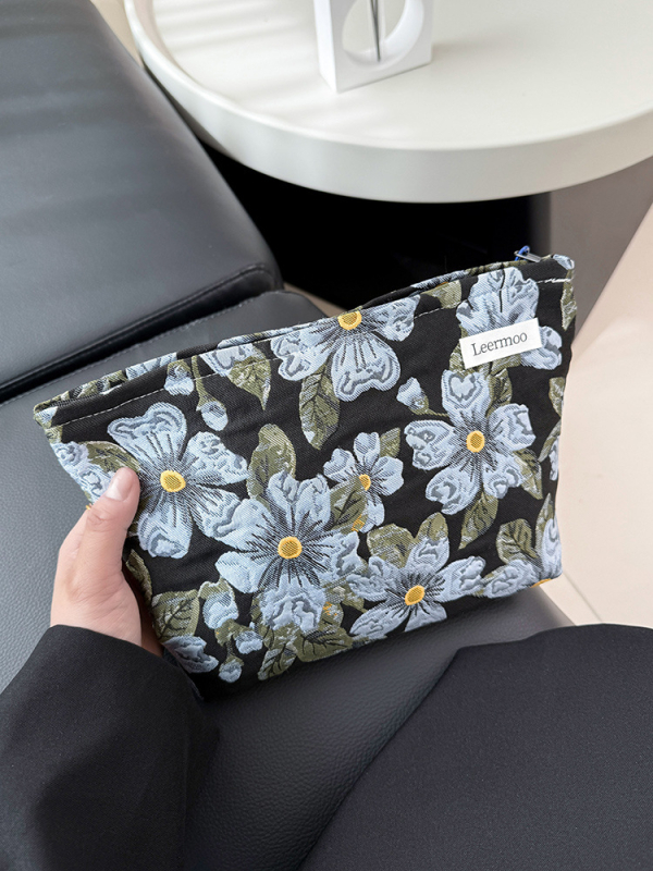 LEERMOO kozmetická taštička na cestovanie - ultra ľahká, polyester, kvetinový vzor, podšívka z polyesteru, voľnočasový cestovný štýl