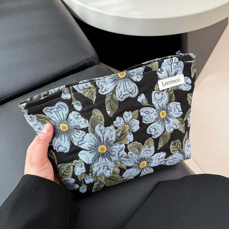 LEERMOO kozmetická taštička na cestovanie - ultra ľahká, polyester, kvetinový vzor, podšívka z polyesteru, voľnočasový cestovný štýl