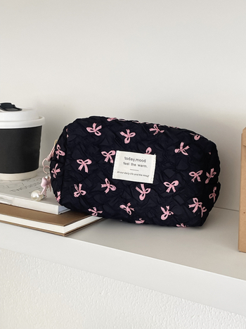 Geantă de cosmetice cu formă octagonală, poliester, model floral, ultra-ușoară și ușor de depozitare