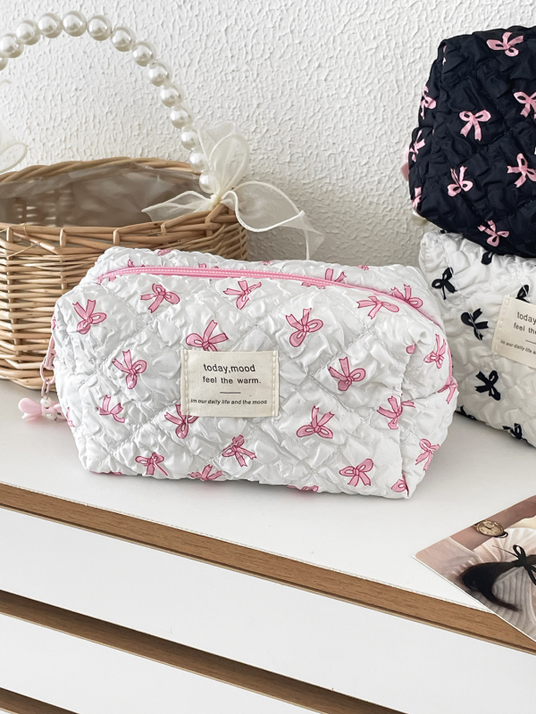 Geantă de cosmetice cu formă octagonală, poliester, model floral, ultra-ușoară și ușor de depozitare