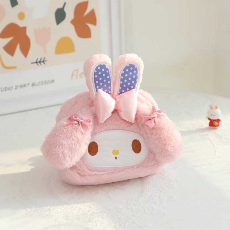 Poșetă de machiaj din pluș cu mieluț drăguț – model anime, material pluș, căptușeală poliester