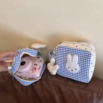 Új aranyos Miffy nyuszi kamera táska, Polaroid tároló, kék pöttyös kozmetikai táska, nagy kapacitású, hordozható