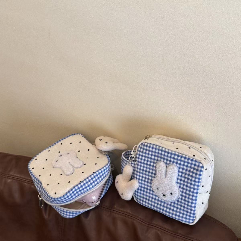 Új aranyos Miffy nyuszi kamera táska, Polaroid tároló, kék pöttyös kozmetikai táska, nagy kapacitású, hordozható