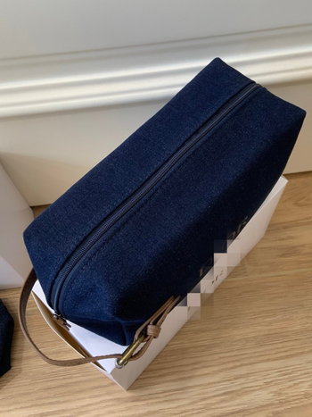 Geantă cosmetică din denim, căptușeală din nylon, model simplu, rezistentă la uzură și protecție împotriva furtului.