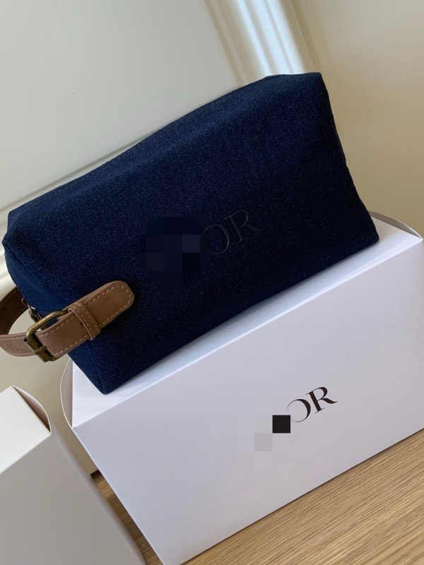 Geantă cosmetică din denim, căptușeală din nylon, model simplu, rezistentă la uzură și protecție împotriva furtului.
