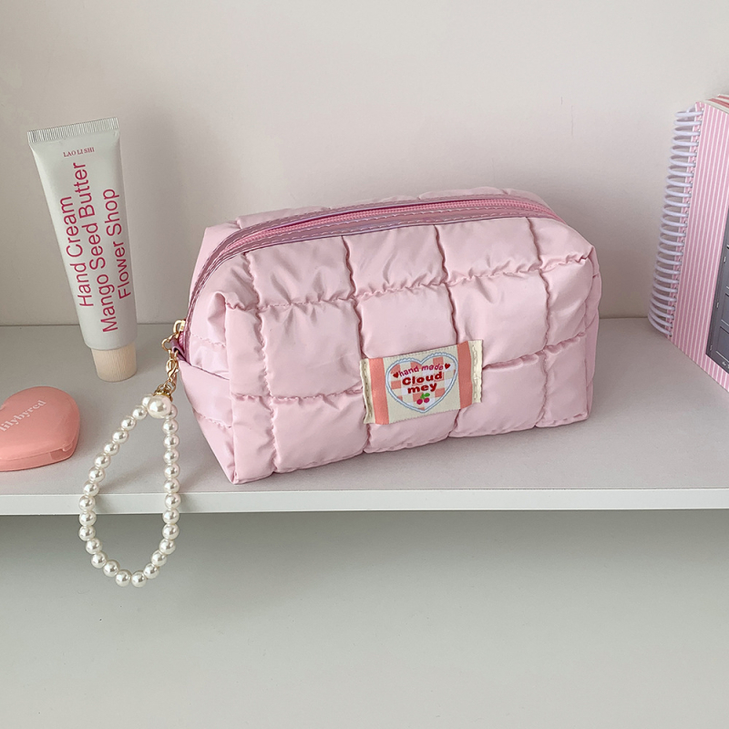 Hosocute Geantă cosmetică din poliester cu finisaj perlat lucios, închidere cu fermoar, multifuncțională și ușor de purtat în călătorii