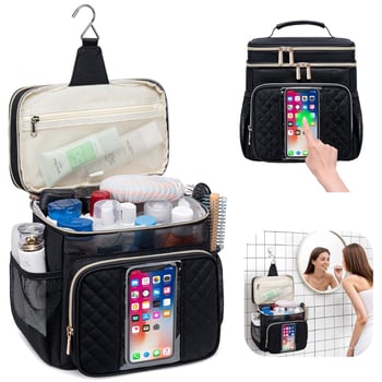 Geantă de toaletă cu design suspendat, impermeabilă, din Oxford, închidere cu fermoar, unisex pentru călătorii