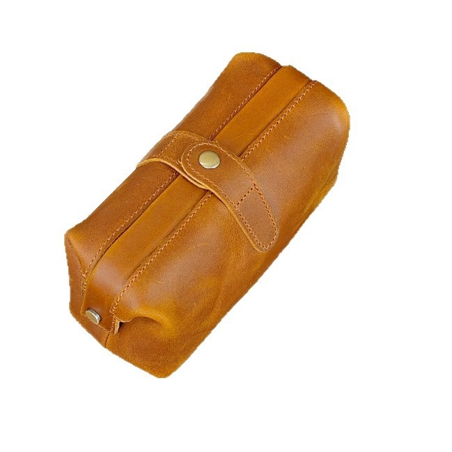 Geantă de voiaj pentru cosmetică - piele din primul strat, căptușeală din piele naturală, accent retro, organizator feminin de călătorie