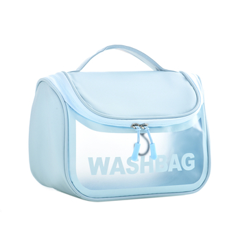 Geantă cosmetică de voiaj impermeabilă, PVC transparent, capacitate mare, fermoar