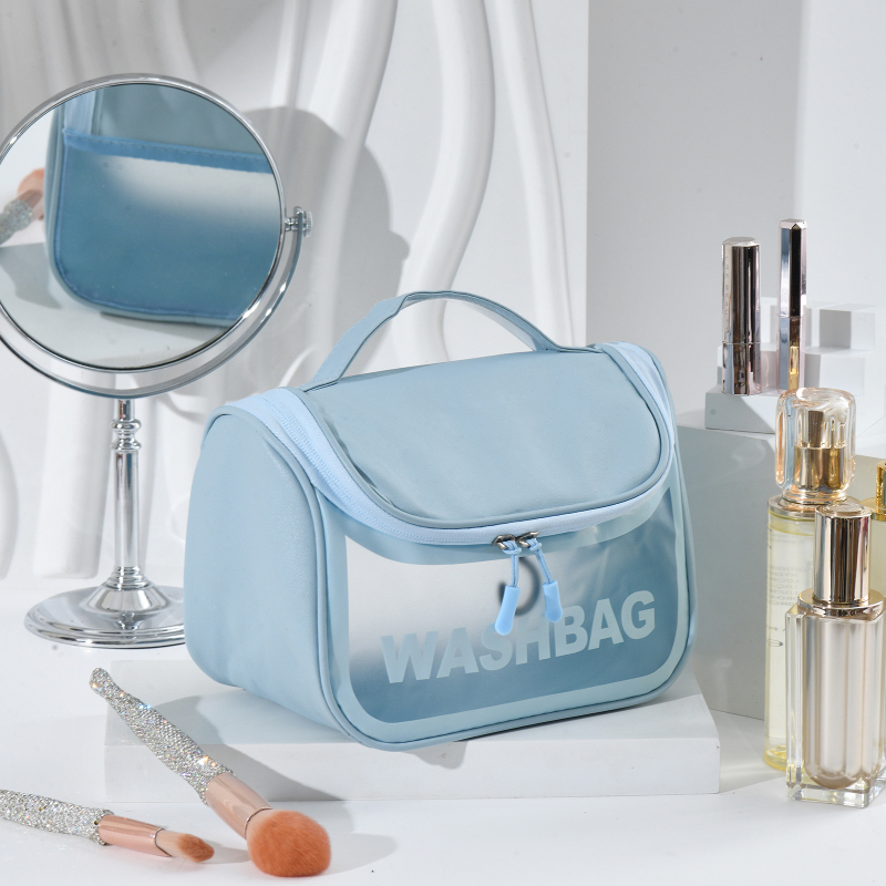 Geantă cosmetică de voiaj impermeabilă, PVC transparent, capacitate mare, fermoar