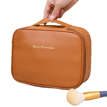 Geantă pentru cosmetică, material PU, formă cubică, multifuncțională pentru călătorii – organizator machiaj și îngrijire