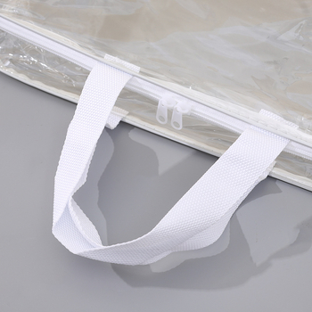Prozirna PVC torba za skladištenje deke s metalnim okvirom, četverodjelni set kućnog tekstila, uključuje prozirnu torbu sa zatvaračem.