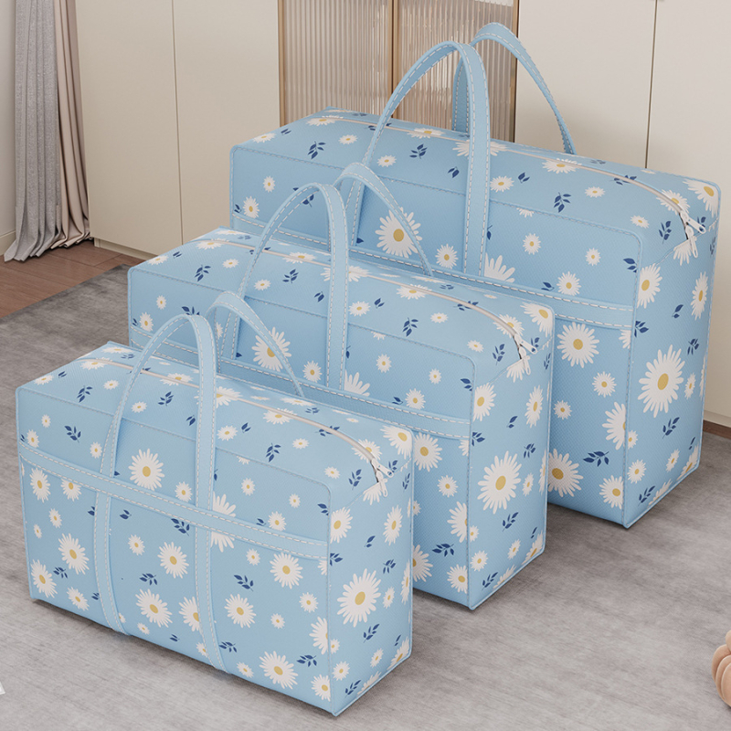 Torba za skladištenje deke – netkano platno, stil ručne torbe, model Blue Daisy Moving Bag, višenamjenska
