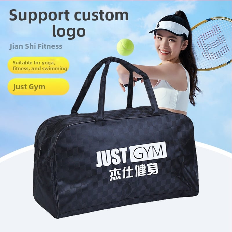 Torba za jogu i fitness s odjeljivanjem mokro/suho za putovanja, kapacitet ispod 20L, Oxford tkanina, vodootporna, geometrijski uzorak, gradski minimalistički stil
