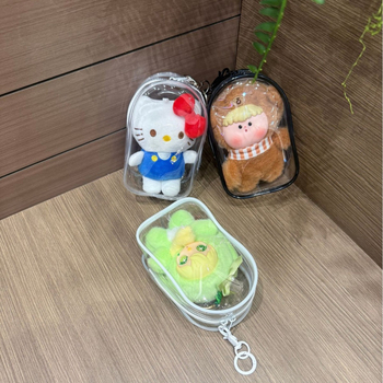 15 cm-es PVC-kubikus függő tároló – átlátszó és vízálló, sokoldalú kozmetikai, utazási és asztali tároláshoz, aranyos rajzfilmszerű stílussal