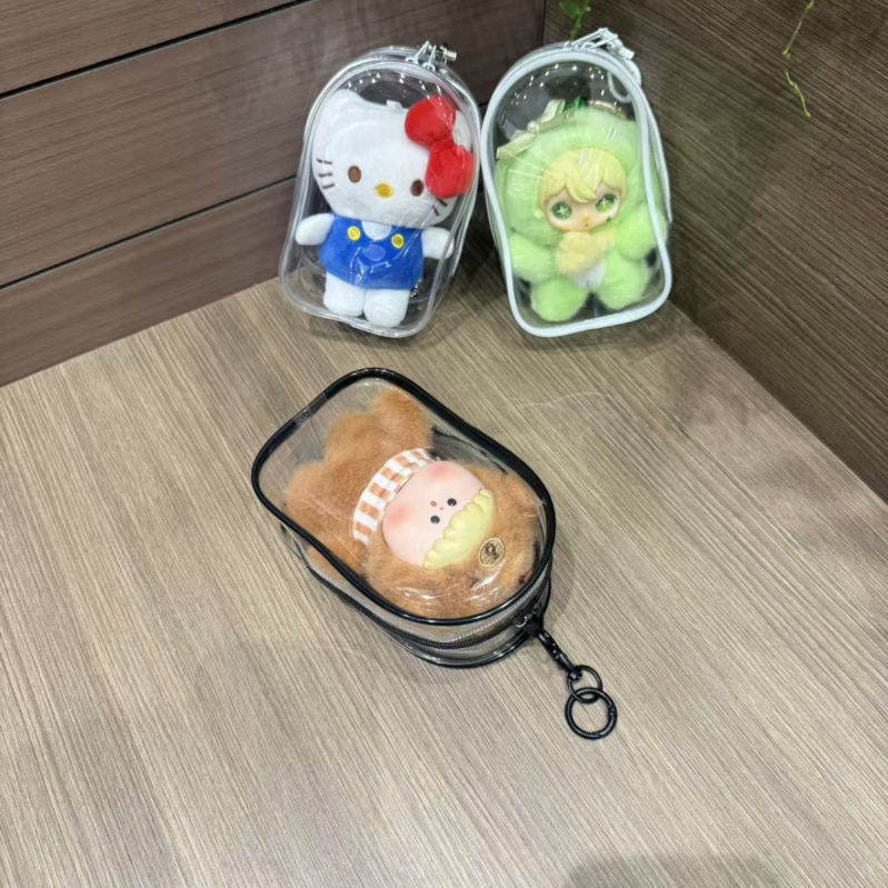 15 cm-es PVC-kubikus függő tároló – átlátszó és vízálló, sokoldalú kozmetikai, utazási és asztali tároláshoz, aranyos rajzfilmszerű stílussal