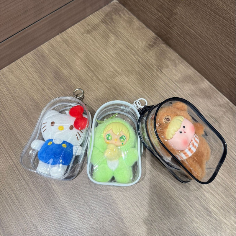 15 cm-es PVC-kubikus függő tároló – átlátszó és vízálló, sokoldalú kozmetikai, utazási és asztali tároláshoz, aranyos rajzfilmszerű stílussal