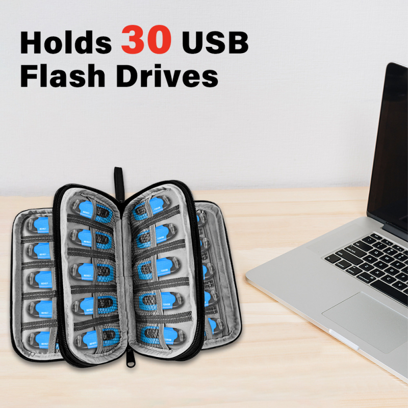 Torba za pohranu USB u stilu torbice, Oxford tkanina, višenamjenski organizator za putovanja i stolno skladištenje, može stati do 30 USB memorijskih uređaja