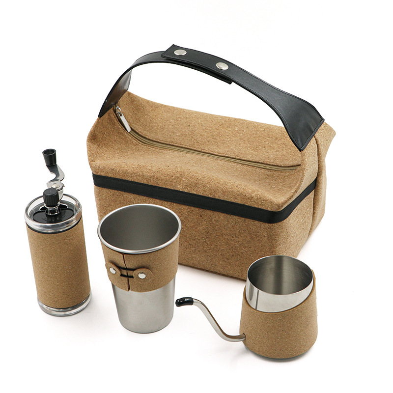 Torba za čajni set, kubnog oblika, koža s drvenim uzorkom, višenamjensko putno spremište, model DF
