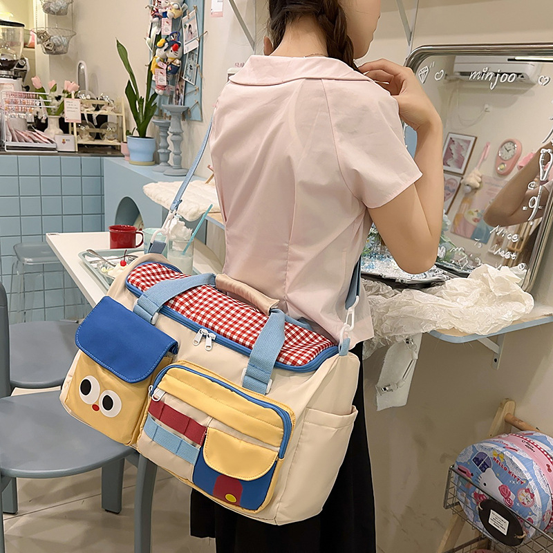 Geantă de călătorie pentru relaxare, țesătură Oxford, impermeabilă și rezistentă, căptușeală poliester, model cu dungi