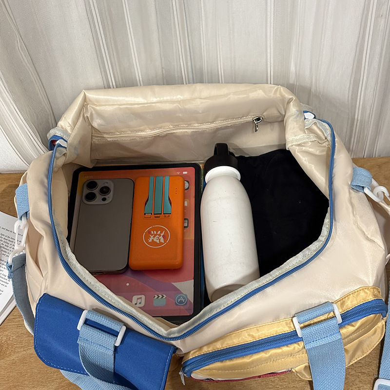 Geantă de călătorie pentru relaxare, țesătură Oxford, impermeabilă și rezistentă, căptușeală poliester, model cu dungi