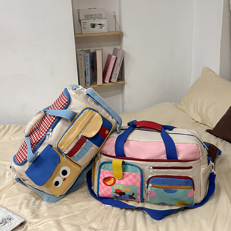 Geantă de călătorie pentru relaxare, țesătură Oxford, impermeabilă și rezistentă, căptușeală poliester, model cu dungi