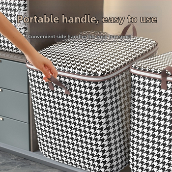 Kockasta vrećica za pohranu od netkanog materijala s uzorkom houndstooth – višenamjenski organizator za spavaću sobu i putovanja (set od 50)