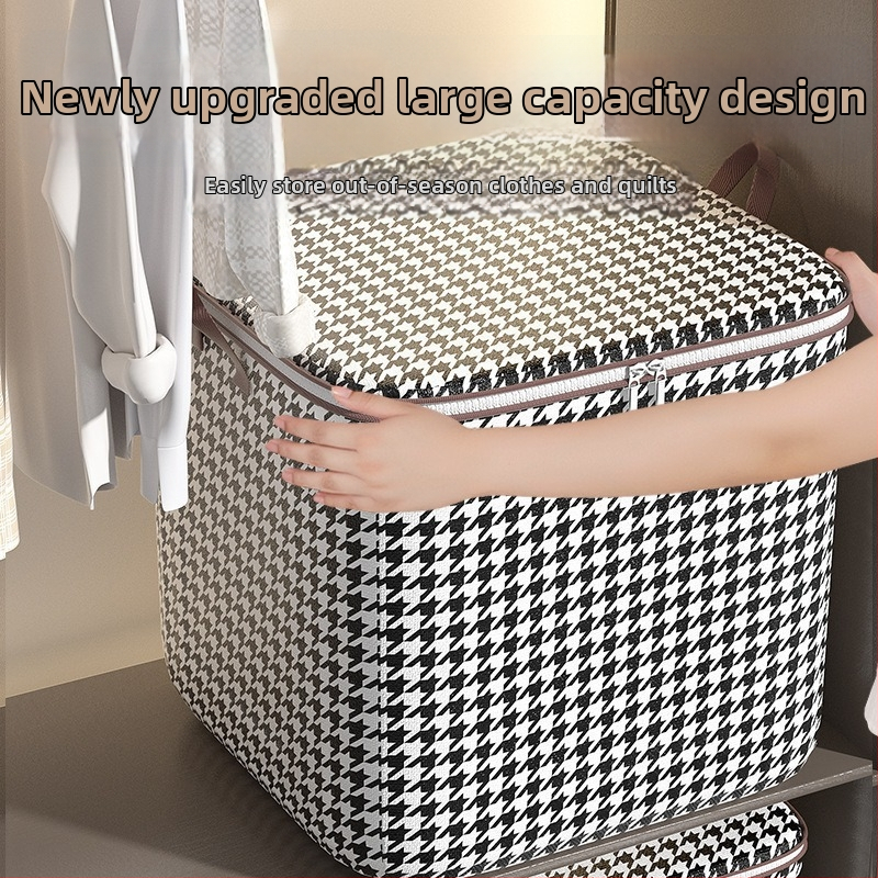Kockasta vrećica za pohranu od netkanog materijala s uzorkom houndstooth – višenamjenski organizator za spavaću sobu i putovanja (set od 50)