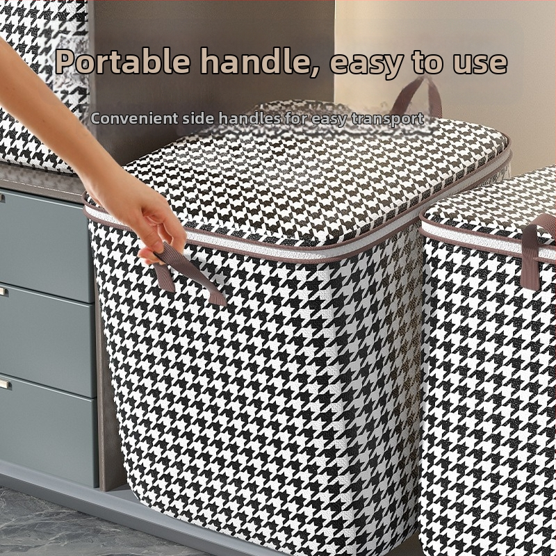 Kockasta vrećica za pohranu od netkanog materijala s uzorkom houndstooth – višenamjenski organizator za spavaću sobu i putovanja (set od 50)