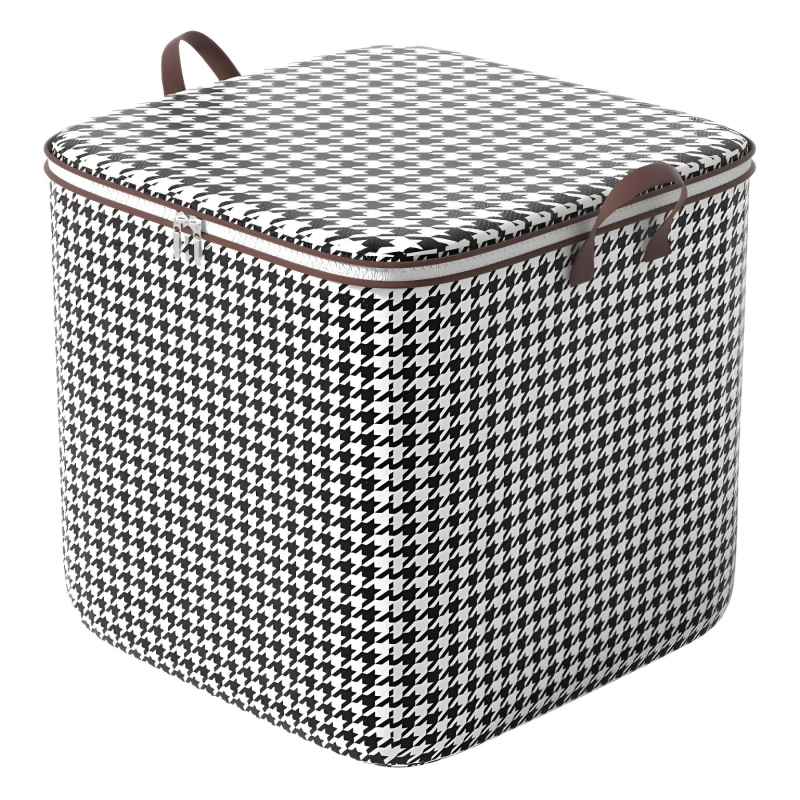 Kockasta vrećica za pohranu od netkanog materijala s uzorkom houndstooth – višenamjenski organizator za spavaću sobu i putovanja (set od 50)