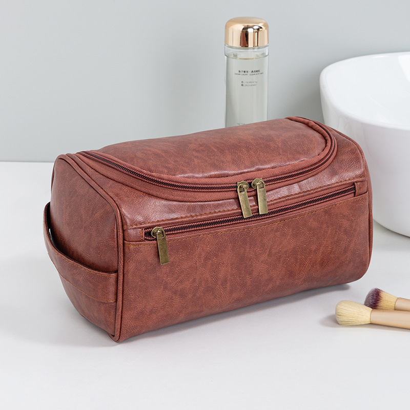 Geantă de toalete cu design atârnat, formă cub, material PU, multifuncțională, pentru călătorii