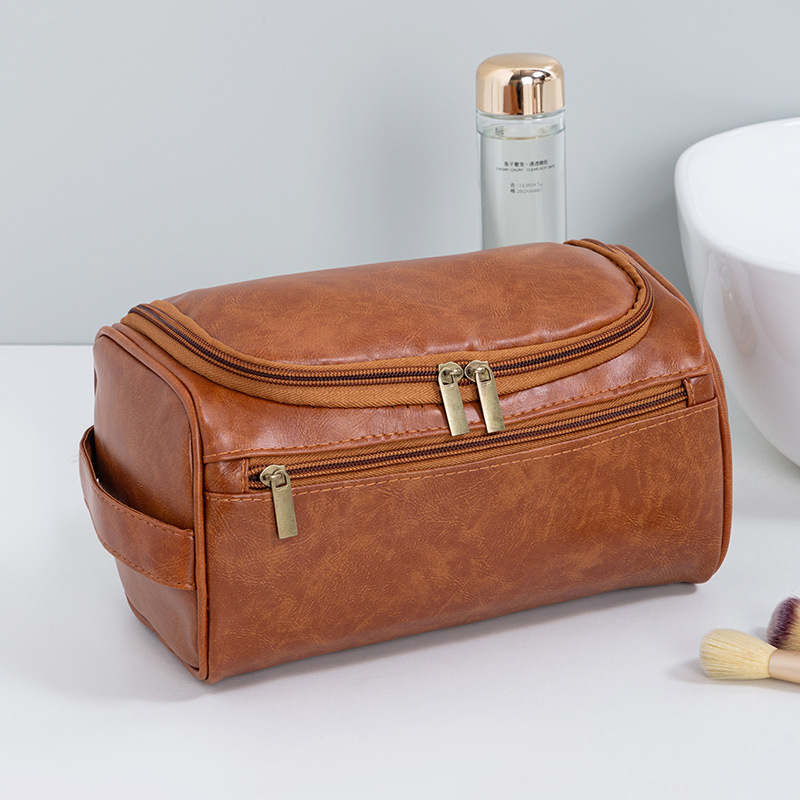 Geantă de toalete cu design atârnat, formă cub, material PU, multifuncțională, pentru călătorii