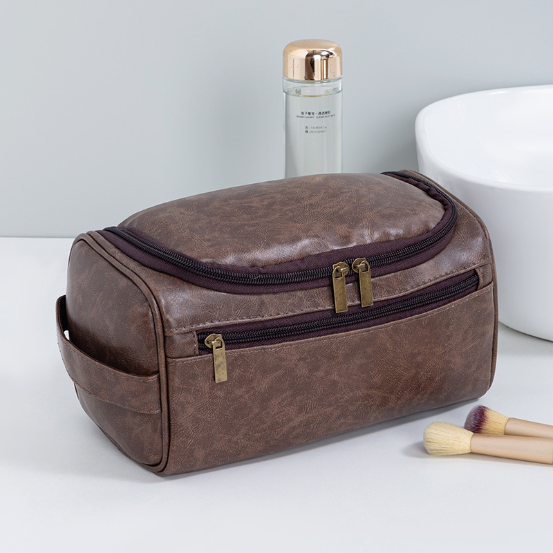 Geantă de toalete cu design atârnat, formă cub, material PU, multifuncțională, pentru călătorii