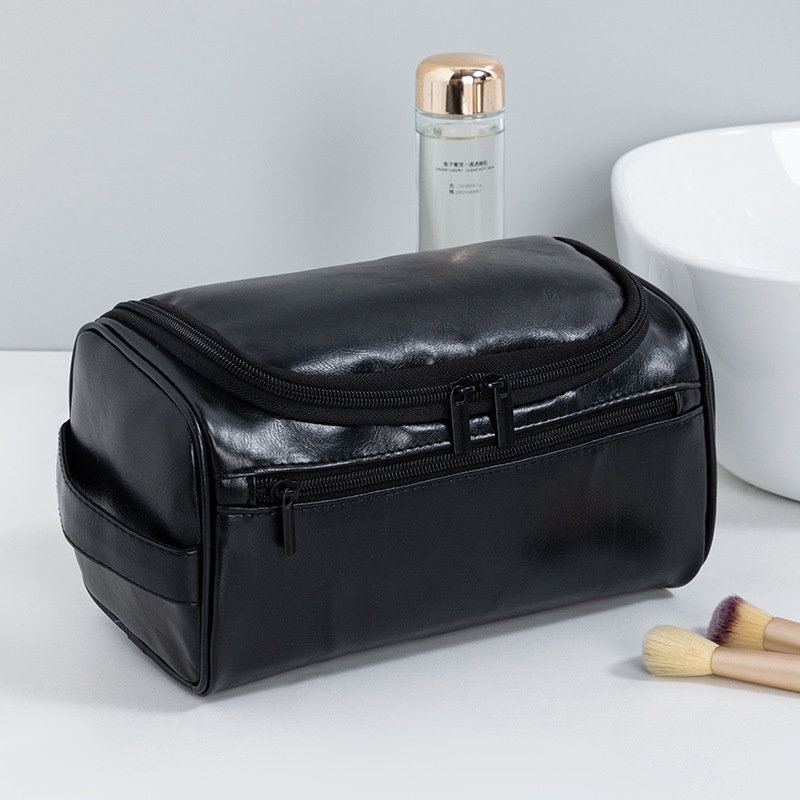 Geantă de toalete cu design atârnat, formă cub, material PU, multifuncțională, pentru călătorii