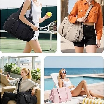 Чанта за пътуване Tote, квилирана, голям капацитет 36–55 л, полиестер, разделение за сухи и мокри вещи, водоустойчива, подплата от найлон