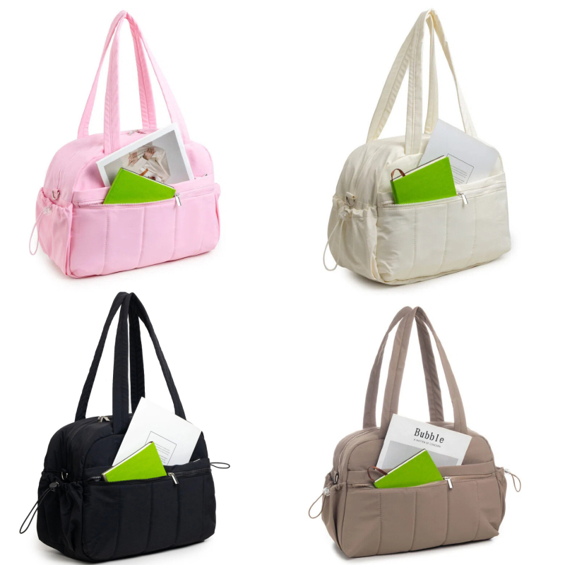 Чанта за пътуване Tote, квилирана, голям капацитет 36–55 л, полиестер, разделение за сухи и мокри вещи, водоустойчива, подплата от найлон