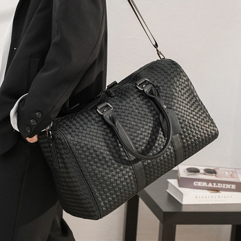 Unisex PU torba za putovanje s kariranim uzorkom, kapacitet 36–55 L, prozračna, vodootporna i proširiva, ulični stil, preko ramena