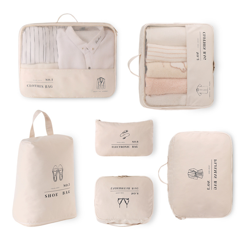 Set de depozitare de călătorie din 6 piese, geantă pentru toalete și haine, extensibilă, material T400 memory cloth, capacitate mare