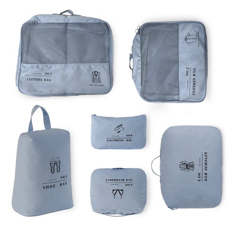 Set de depozitare de călătorie din 6 piese, geantă pentru toalete și haine, extensibilă, material T400 memory cloth, capacitate mare