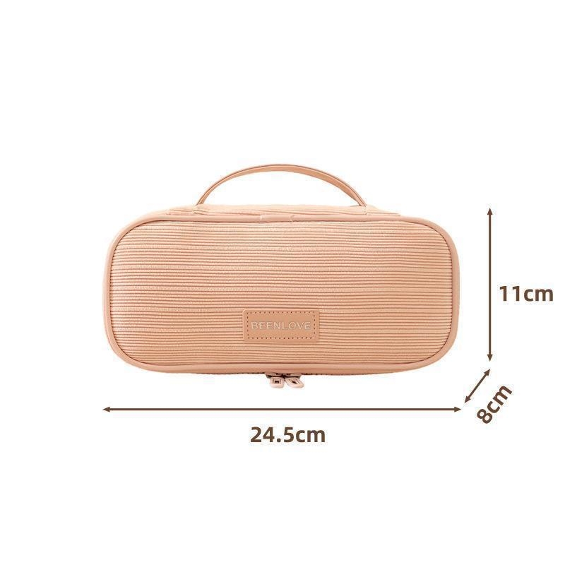 Nothing Ry-067 Geantă cosmetică Corduroy, în formă cubică, impermeabilă și compactă pentru călătorii, stocare machiaj