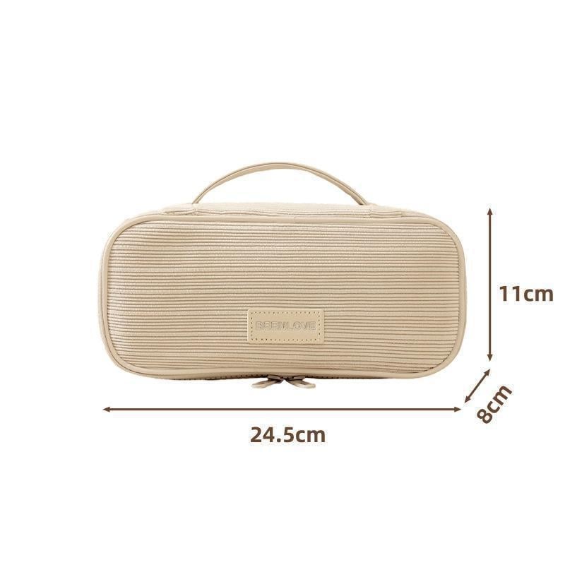 Nothing Ry-067 Geantă cosmetică Corduroy, în formă cubică, impermeabilă și compactă pentru călătorii, stocare machiaj