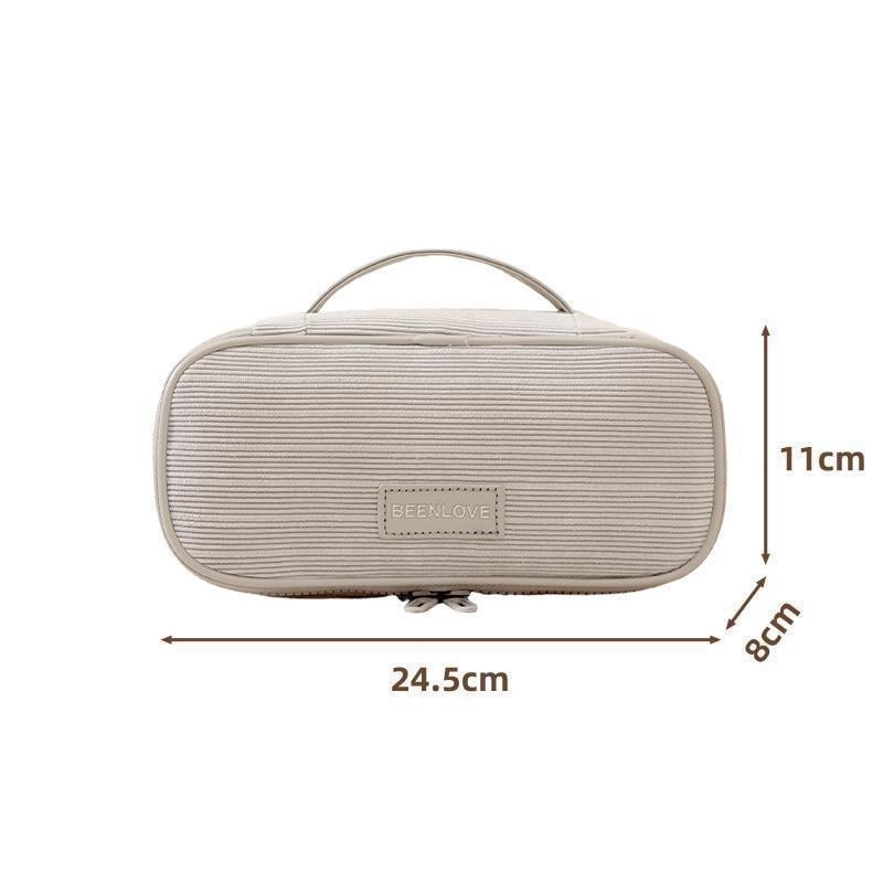 Nothing Ry-067 Geantă cosmetică Corduroy, în formă cubică, impermeabilă și compactă pentru călătorii, stocare machiaj