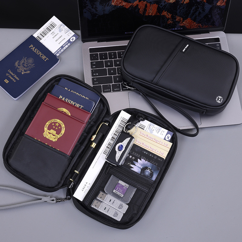 Kožni držač za passport i kartice, vodootporan, protiv krađe, višenamjenski putni organizator
