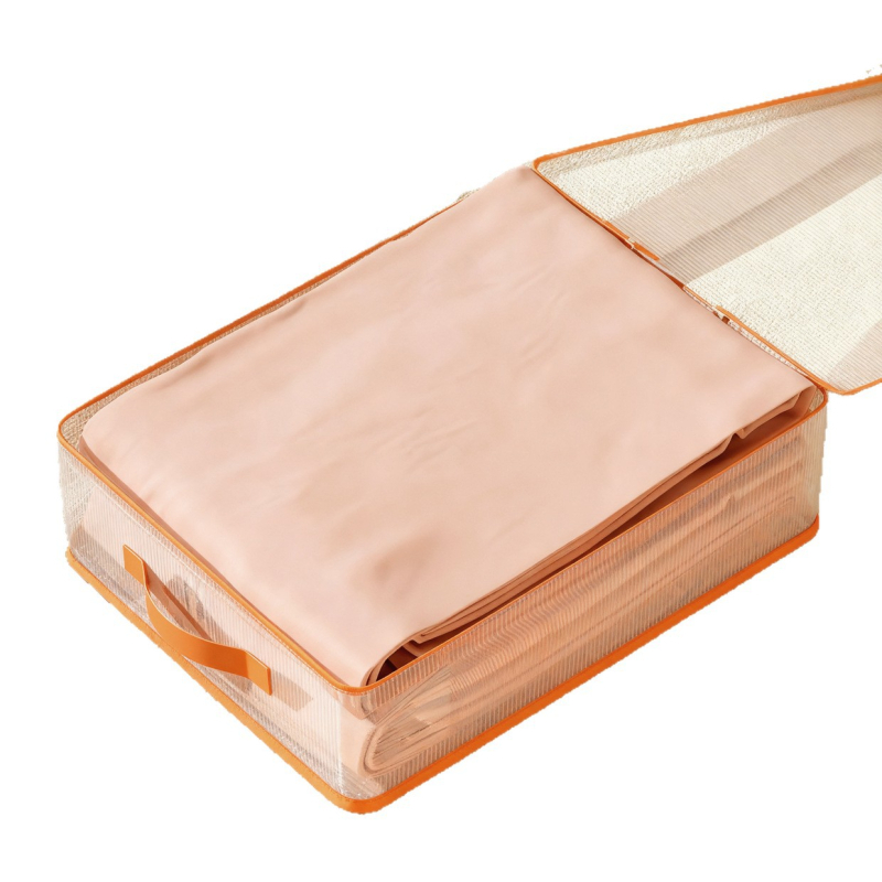 Set de patru pungi de depozitare respirante pentru dormitor, formă cubică, PVC, model Wx-004